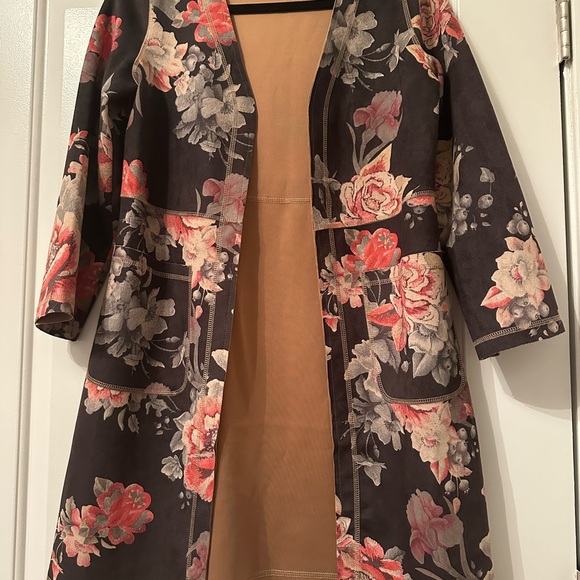 MONARC | Anthropology Faux Suede Floral Open Front Cardigan Size XS - Picture 7 of 9
